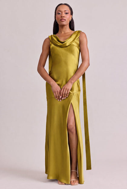 Dani Satin Dress | Made To Order | Chartreuse
