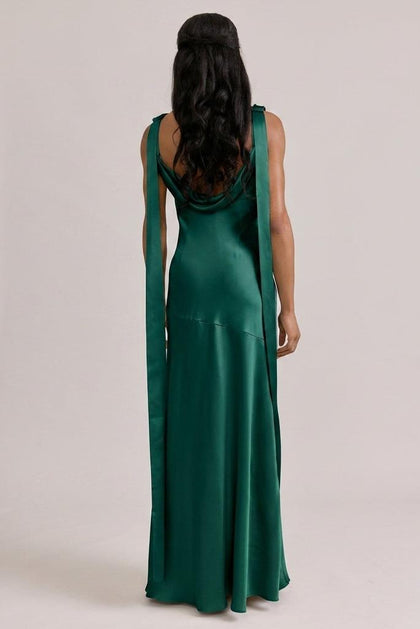 Dani Satin Dress | Made To Order | Classic Emerald