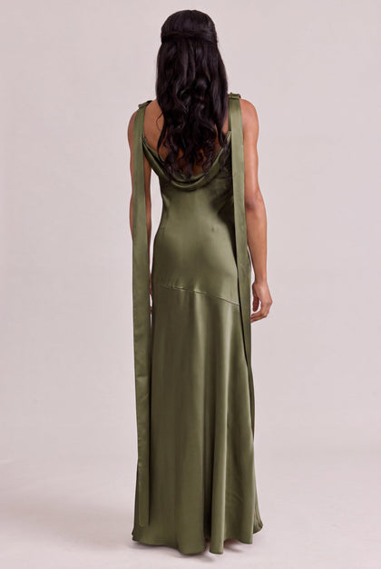 Dani Satin Dress | Made To Order | Deep Olive