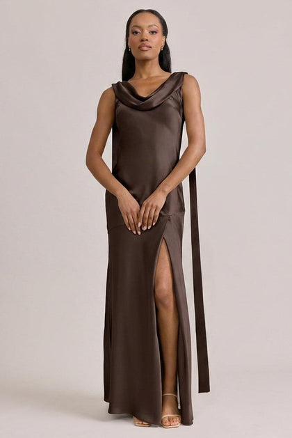 Dani Satin Dress | Made To Order | Espresso