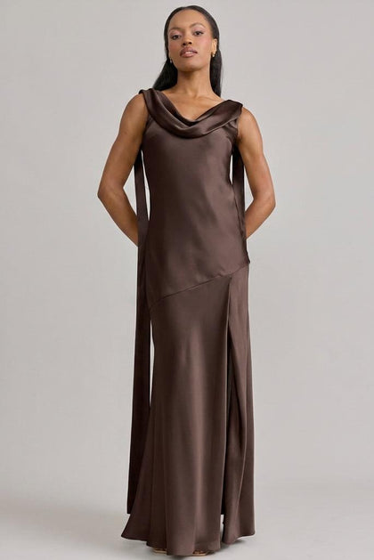 Dani Satin Dress | Made To Order | Espresso