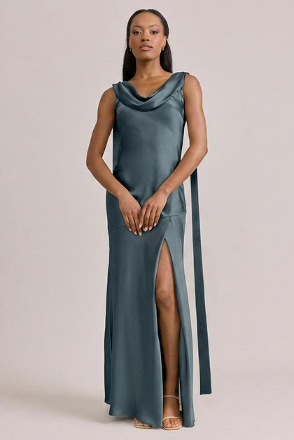 Dani Satin Dress | Made To Order | Eucalyptus