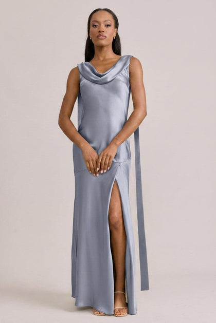 Dani Satin Dress | Made To Order | French Blue