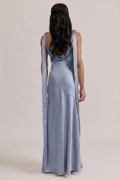 Dani Satin Dress | Made To Order | French Blue