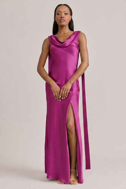 Dani Satin Dress | Made To Order | Fuchsia