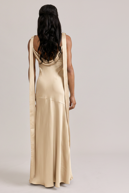 Dani Satin Dress | Made To Order | Gold Champagne