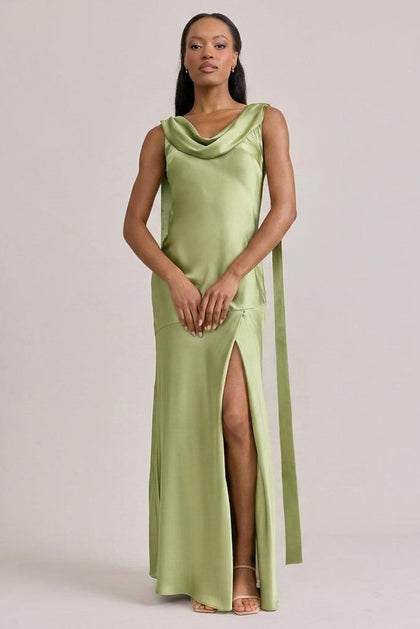 Dani Satin Dress | Made To Order | Matcha