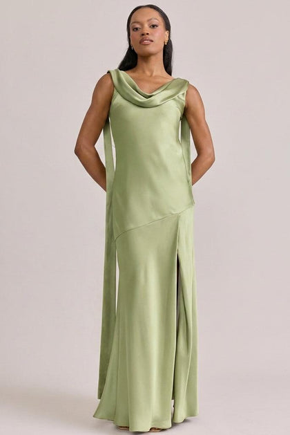 Dani Satin Dress | Made To Order | Matcha