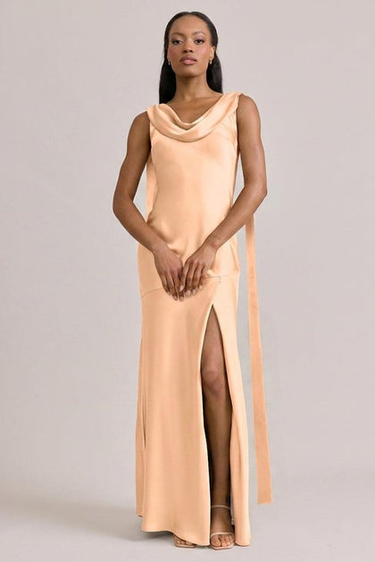 Dani Satin Dress | Made To Order | Peach
