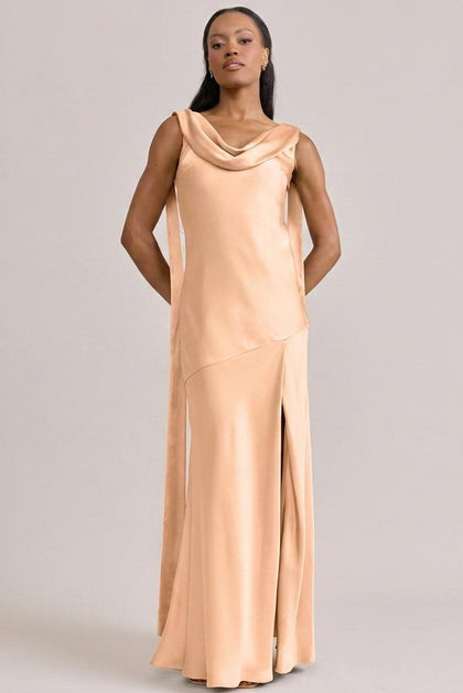 Dani Satin Dress | Made To Order | Peach
