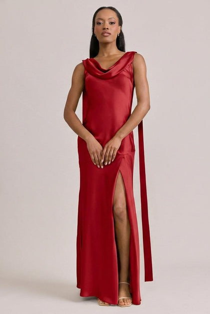 Dani Satin Dress | Made To Order | Poppy Red