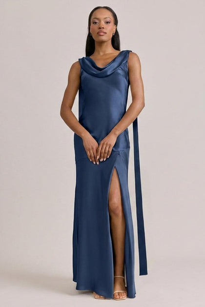 Dani Satin Dress | Made To Order | Romantic Blue