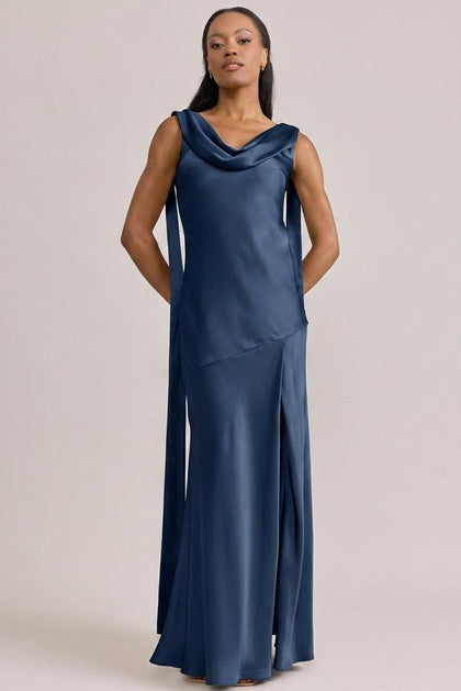 Dani Satin Dress | Made To Order | Romantic Blue