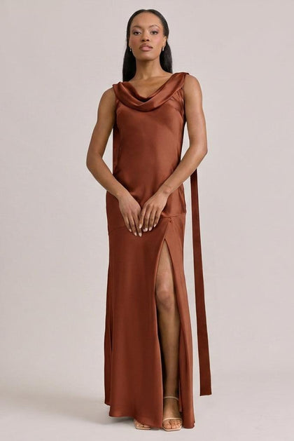 Dani Satin Dress | Made To Order | Rust
