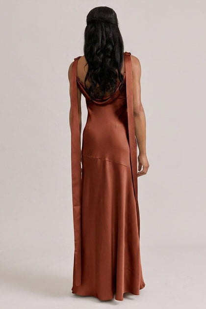 Dani Satin Dress | Made To Order | Rust