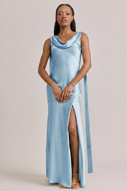 Dani Satin Dress | Made To Order | Sky Blue