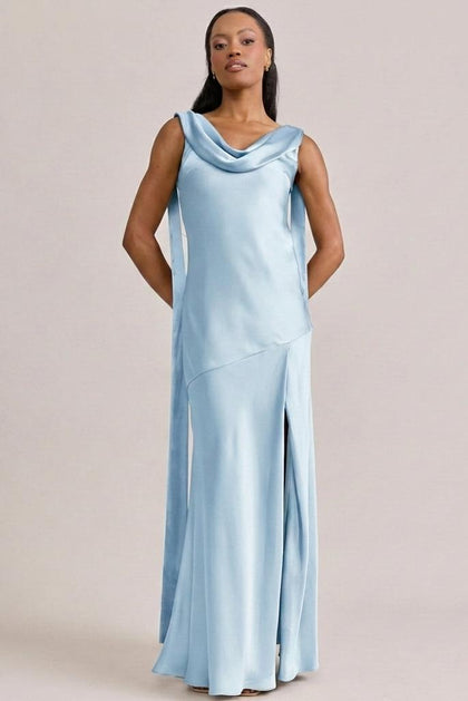 Dani Satin Dress | Made To Order | Sky Blue