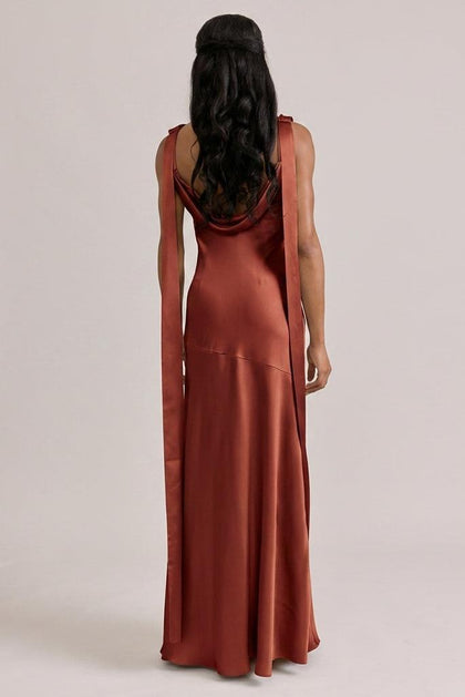 Dani Satin Dress | Made To Order | Terracotta Rust