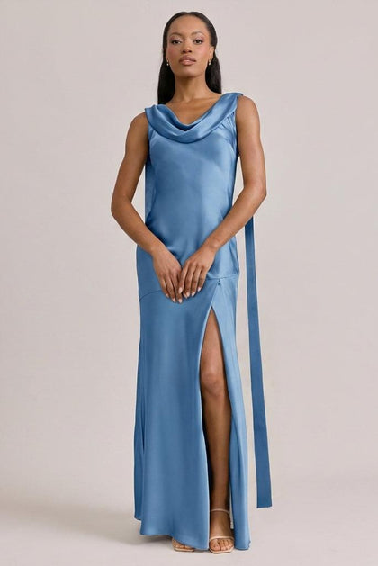 Dani Satin Dress | Made To Order | True Blue