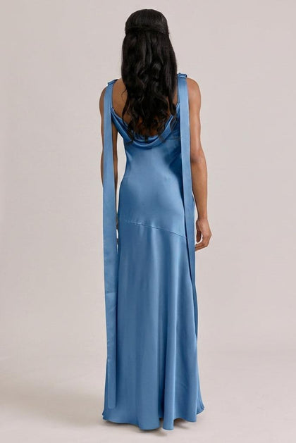 Dani Satin Dress | Made To Order | True Blue
