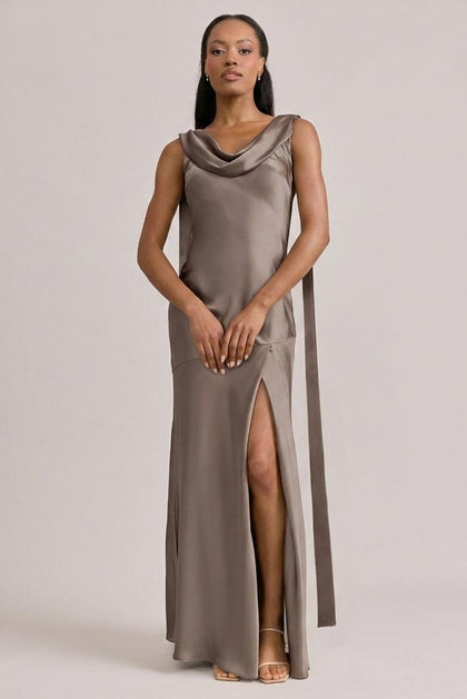 Dani Satin Dress | Made To Order | Truffle