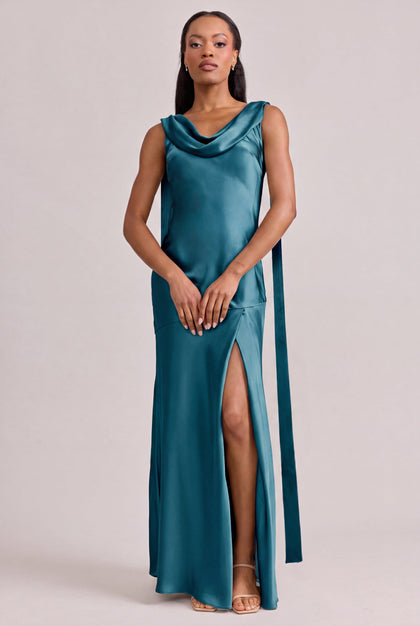 Dani Satin Dress | Made To Order | Turquoise