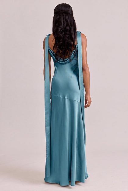 Dani Satin Dress | Made To Order | Turquoise