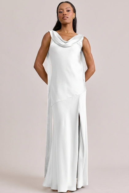 Dani Satin Dress | Made To Order | White Pearl