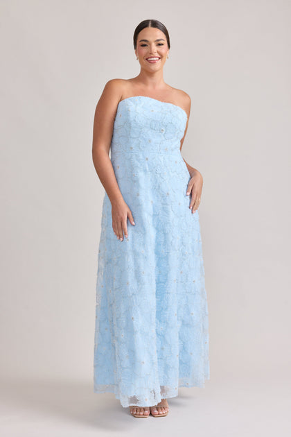 Darcy Beaded Floral Dress | Sky Blue