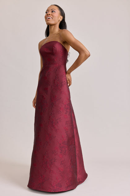 Darcy Jacquard Dress | Made To Order | Cabernet