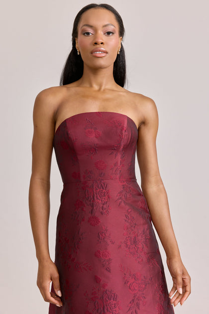 Darcy Jacquard Dress | Made To Order | Cabernet