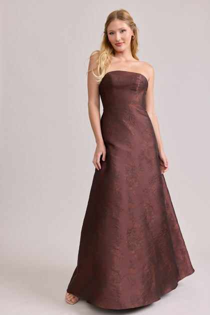 Darcy Jacquard Dress | Made To Order | Mahogany