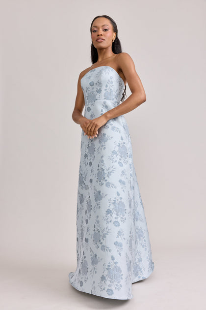 Darcy Jacquard Dress | Made To Order | Sky Blue