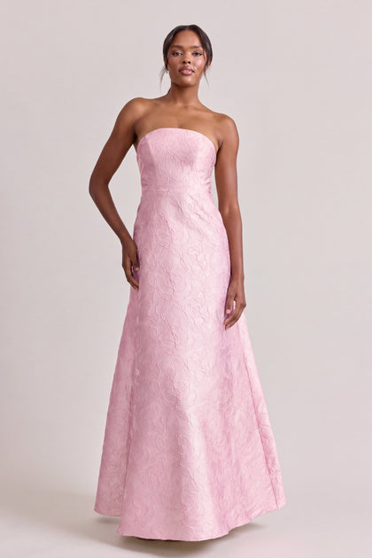 Darcy Tonal Jacquard Dress | Baby Pink