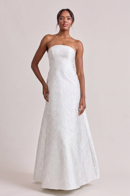Darcy Tonal Jacquard Dress | White