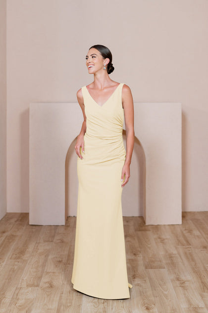 Dawson Crepe Dress | Made To Order | Pale Yellow