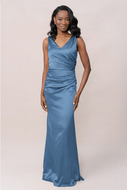 Dawson Satin Dress | Made To Order | True Blue