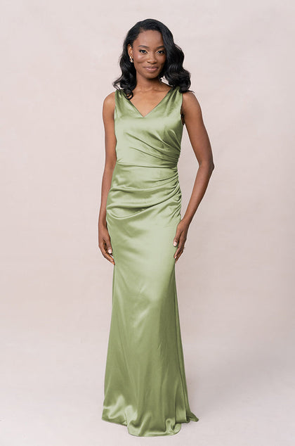 Dawson Satin Dress | Made To Order | Matcha