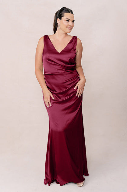 Dawson Satin Dress | Made To Order | Berry