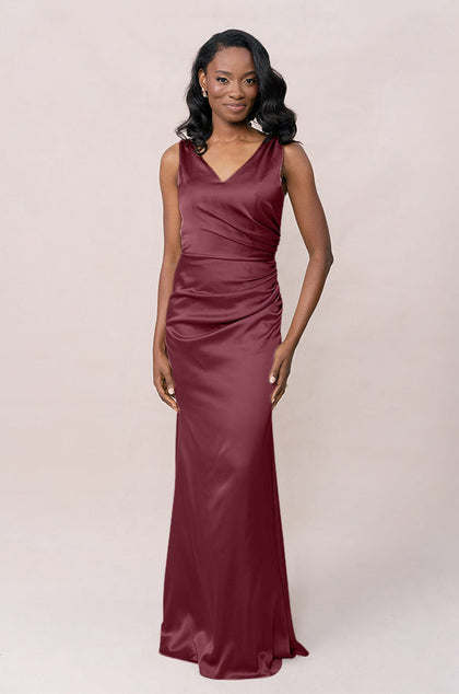 Dawson Satin Dress | Made To Order | Cabernet