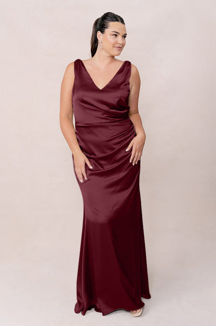 Dawson Satin Dress | Made To Order | Cabernet