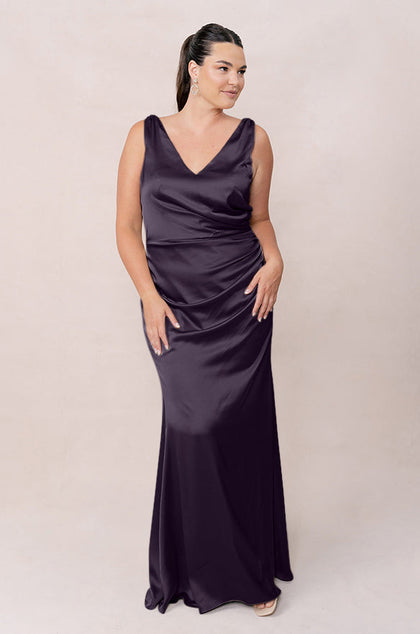 Dawson Satin Dress | Made To Order | Eggplant