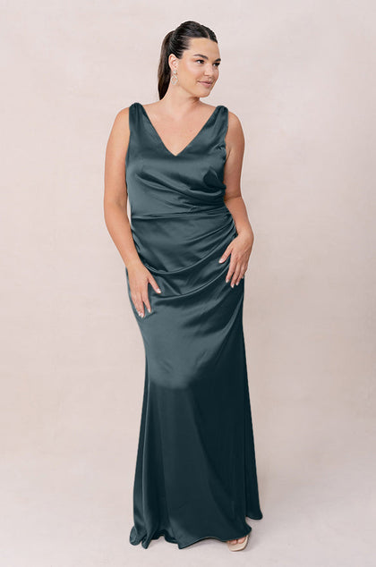 Dawson Satin Dress | Made To Order | Eucalyptus