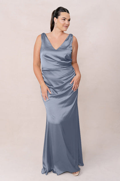 Dawson Satin Dress | Made To Order | French Blue