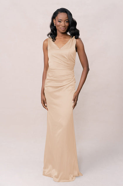 Dawson Satin Dress | Made To Order | Honey Beige