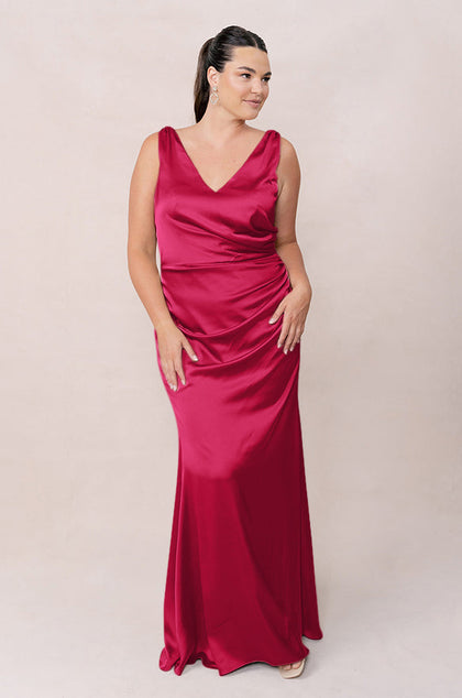 Dawson Satin Dress | Made To Order | Hot Pink