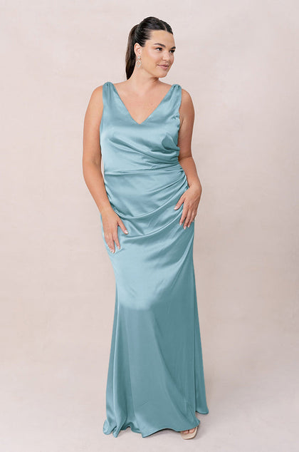 Dawson Satin Dress | Made To Order | Light Blue