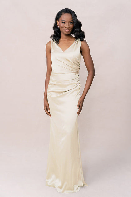 Dawson Satin Dress | Made To Order | Pale Yellow