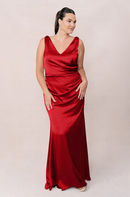 Dawson Satin Dress | Made To Order | Poppy Red
