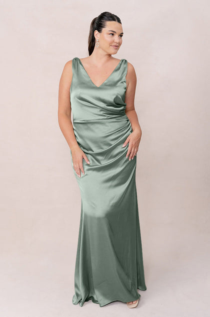 Dawson Satin Dress | Made To Order | Sage